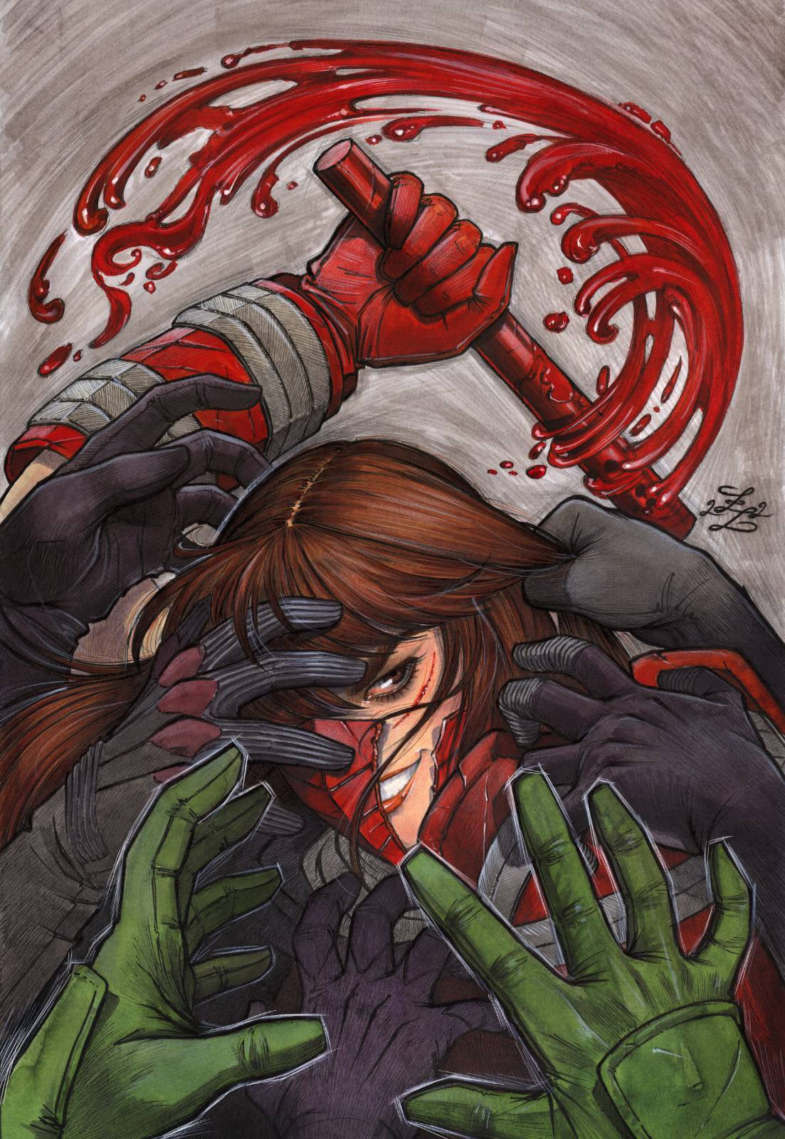 Original Art By Zoe Lacchei Rogues Gallery #1 Trinity Exclusive Cover