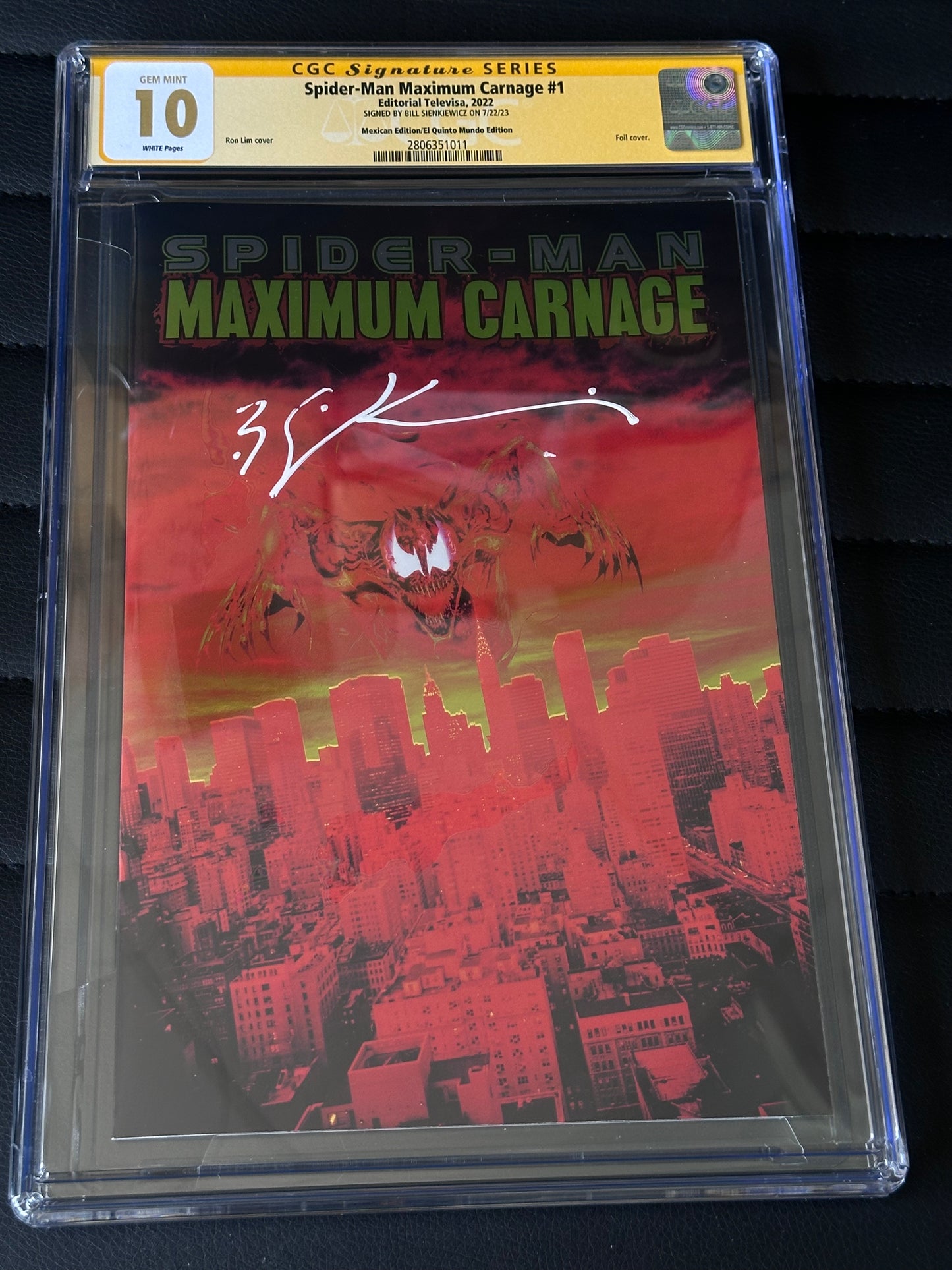Maximum Carnage Mexican Foil Exclusive CGC SS 10 Signed by Bill Sienkiewicz