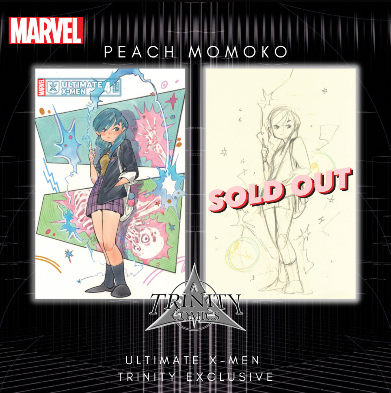 Ultimate X-Men #4 Trinity Exclusive Sketch Edition Set by Peach Momoko