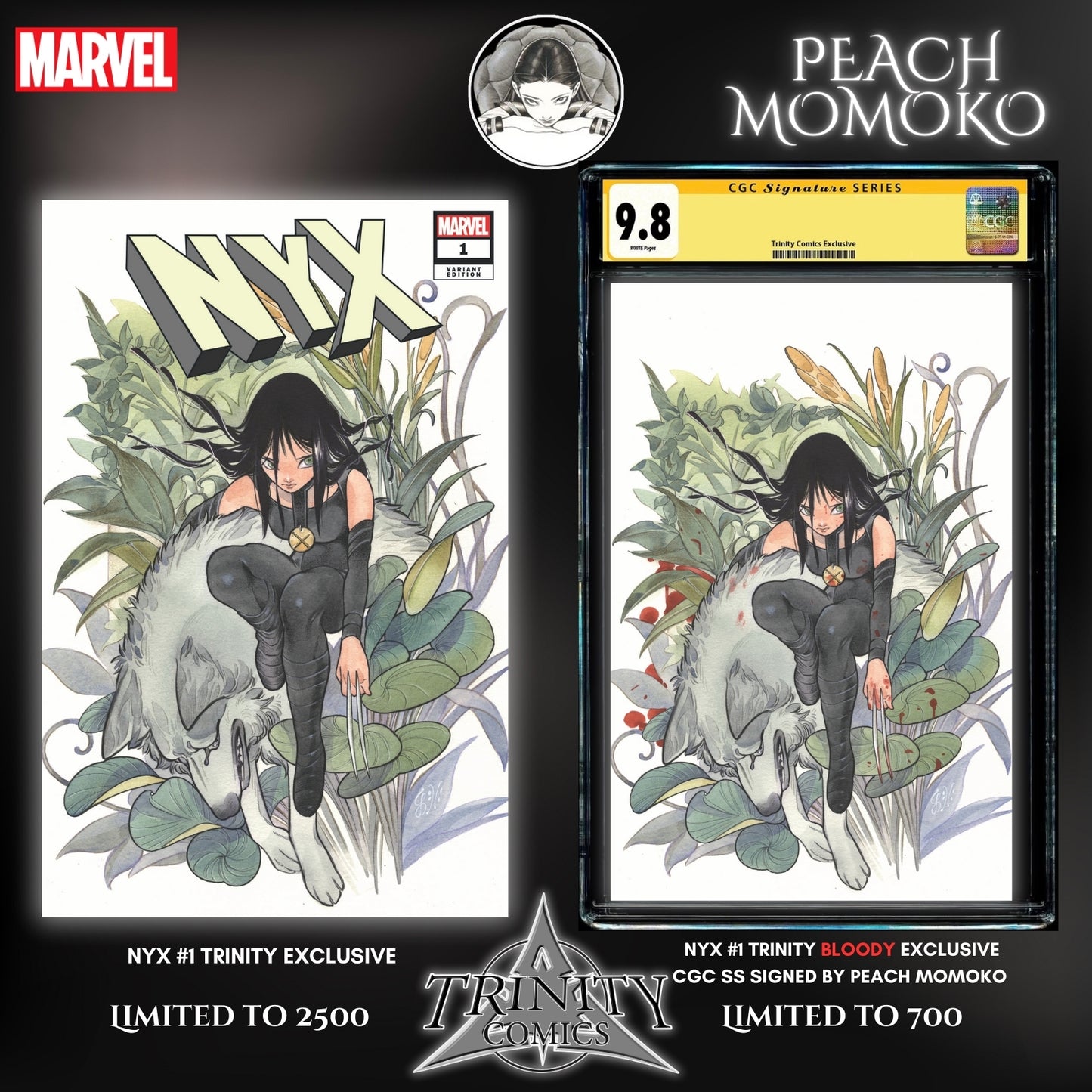 NYX #1 Trinity Comics Blood Virgin Exclusive Set by Peach Momoko