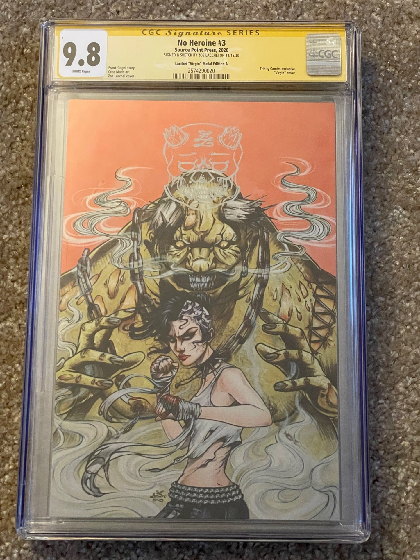 No Heroine #3 Metal CGC SS 9.8 Signed & Remarked by Zoe Lacchei