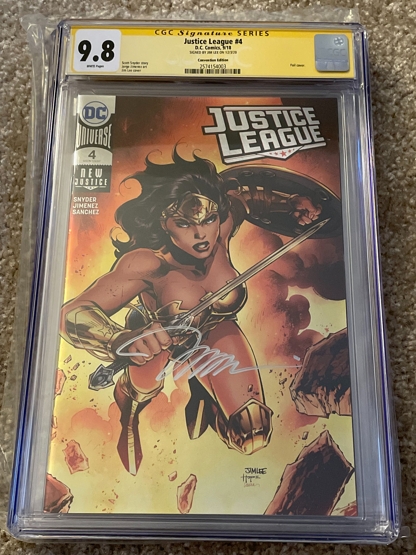 Justice League #4 CGC SS 9.8 Signed by Jim Lee